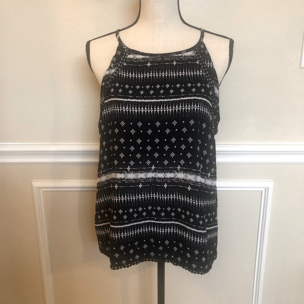 Mudd Halter Top Black & White Size Large.